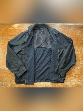 Vintage Nautica Navy Blue Harrington Jacket Plaid Lined Full Zip Size XXL